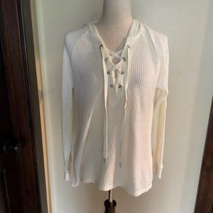 Ivory Waffle Pattern Hoodie